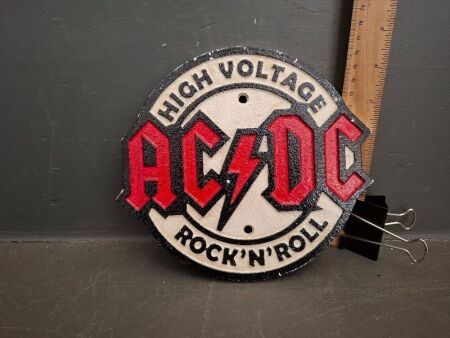 ACDC High Voltage Rock n Roll Cast Iron Sign