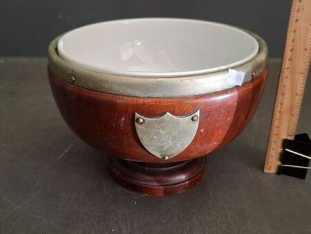 Stoke on Trent Carlton Ware Bowl in Wooden Pedestal Stand