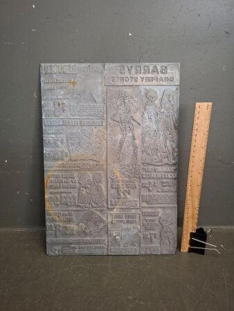 Vintage Metal Printing Press Plate