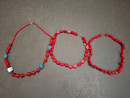 3 x Red Coral Necklaces