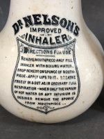 Vintage Dr. Nelson's Inhaler, Salt Glazed French Rum Flagon, Vintage English Tea Pot - 4