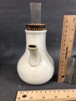 Vintage Dr. Nelson's Inhaler, Salt Glazed French Rum Flagon, Vintage English Tea Pot - 6