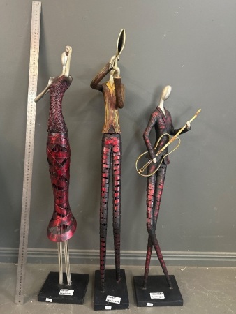 3x Metal Musically Inspired Statues