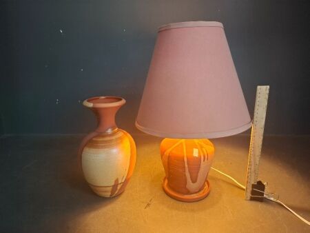 Mid Century Australian Pottery Vase & Lamp