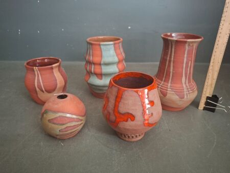 Mid Century Australian Pottery Drip Glazed Vases