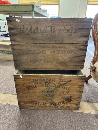 2 Large Vintage Wooden Oil Crates