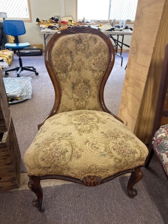 Antique Slipper Chair on Castors
