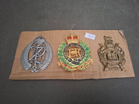 3 Military Hat Badges