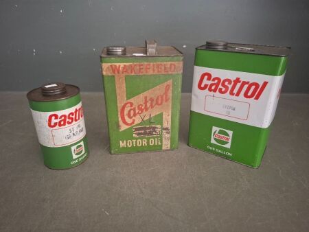 2 Castrol Oil Tins & Wakefield Castrol Oil Tin