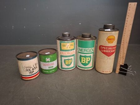 Selection of Shell, BP, Amoco & Castrol Oil Cans