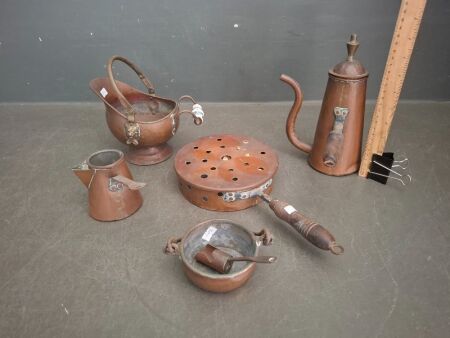 Assortment of Antique Copper Kitchenalia Items&nbsp;