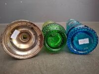 3x Miniature Colourful Glass Oil Lamps - 2