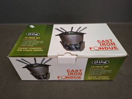 New Cast Iron Fondue 10 Piece Set