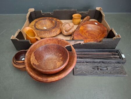 Large Lot of Asian Style Wood Carved Decorator Items&nbsp;