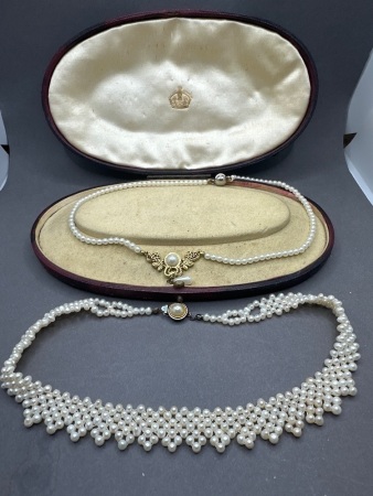 2x Vintage Pearl Necklaces - 1x Faux and 1x Real Pearls