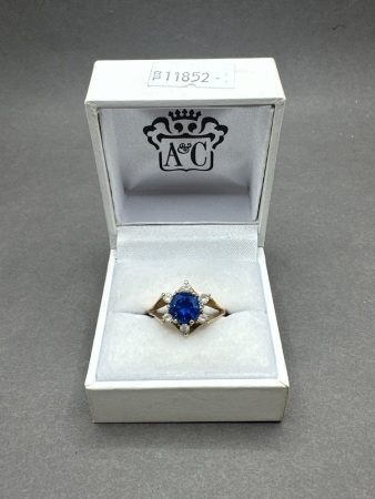 9ct Possibly Sapphire and Diamond Ring