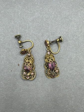 Pair of Art Deco Amethyst Earrings&nbsp;