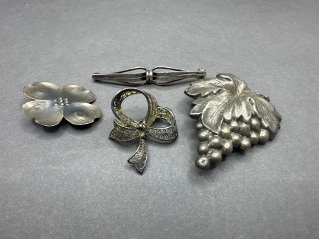 Assortment of Vintage Sterling Silver Brooches