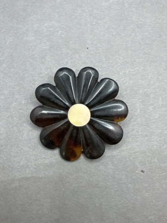 Vintage Tortoise Shell Flower Brooch