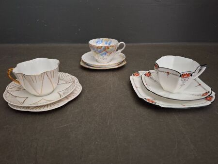 3x Shelley Fine Bone China Trios