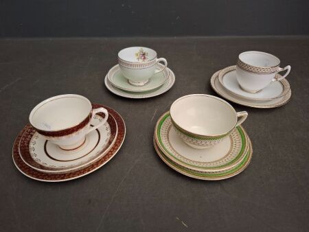 4x Mixed Gold Toned Vintage Trios