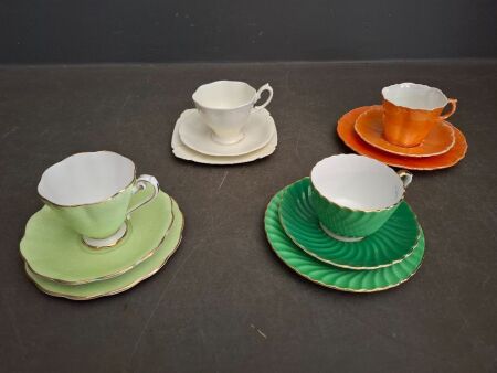 4x Mixed Vintage Plain Coloured Trios