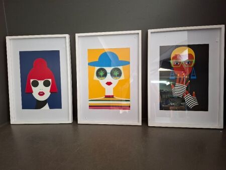3x Abstract Style Framed Prints