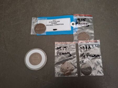 Collection of Australian One Penny Coins