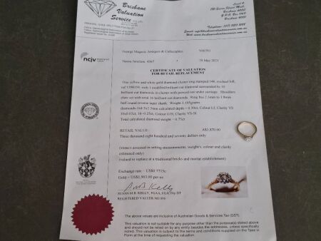 Yellow & White Gold Cluster Ring Stamped 14k