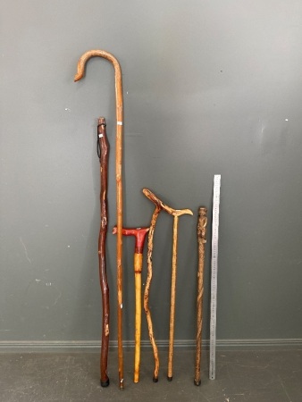 6x Wooden Walking Sticks