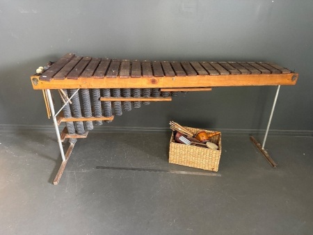 Large Handmade Marimba Xylophone - Incs Assortment of Other Musical Instruments + Equipment