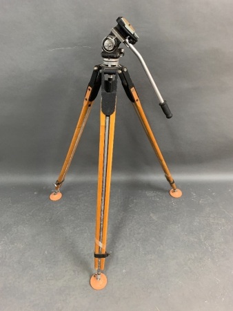 Australian Made Vintage Universal Timber & Alloy Tripod with Fluid Head