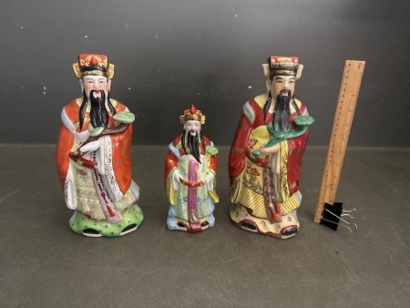 3x Immortal Asian Men Figurines