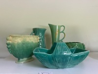 5x Blue and Green Ceramic Decor Items