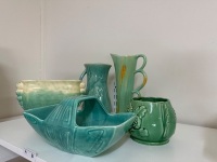 5x Blue and Green Ceramic Decor Items - 2