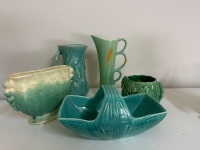 5x Blue and Green Ceramic Decor Items - 3