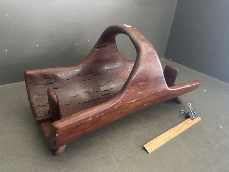 Heavy Asian Hand Crafted Wooden Tray or Carrier