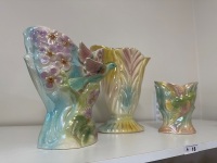 3x Iridescent Multi Coloured Bird Vases - 2