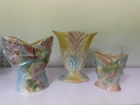 3x Iridescent Multi Coloured Bird Vases - 3