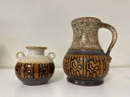 2x Vintage West Germany Pottery Vases