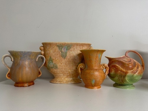 Art Deco Beswick Vase + 3x Art Deco Jugs + Vase