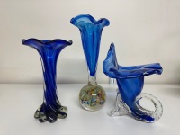 Lot of 3 Beautiful Blue Murano Vases - 3
