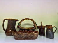 Lot of Brown Pottery Decorator Items