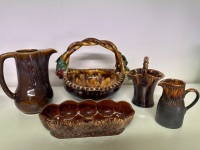 Lot of Brown Pottery Decorator Items - 3