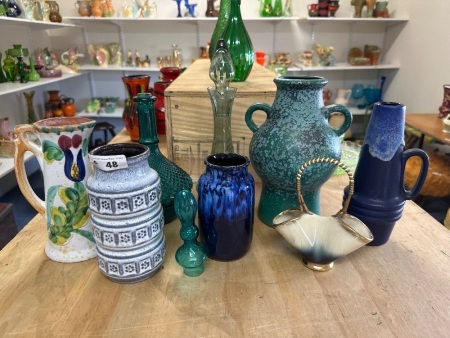 Large Assortment of Blue West Germany Pottery