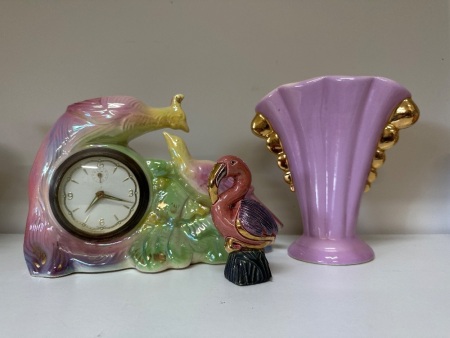 Assortment of Iridescent Decor - Incs Clock + Figurine + Vase