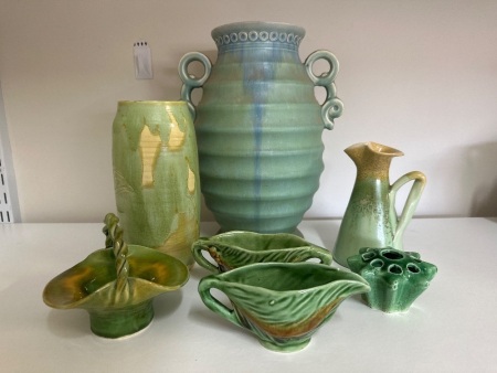 Large Lot of Green Ceramic Decorator Items