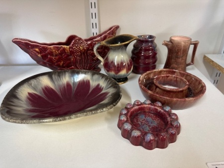 Large Assortment of Purple Pottery Decorator Items