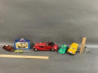 Asstd Lot of 6 Toy Cars Etc. Die Cast, Tin, Wood Etc