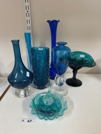 Selection of Vintage Blue Art Glass
